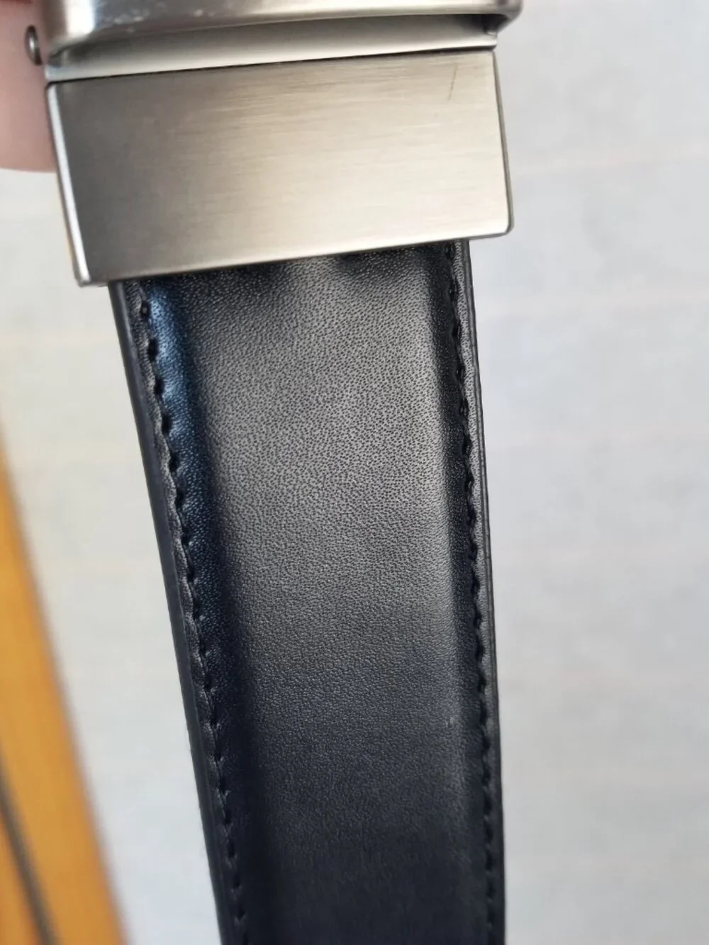 Men's Reversible Faux Leather Belt Black Brown Size 40 Brushed Silver Buckle